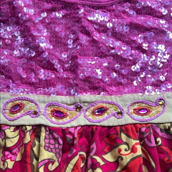 Vibrant Pink and Yellow Sequin Dress - Picture 4 of 7